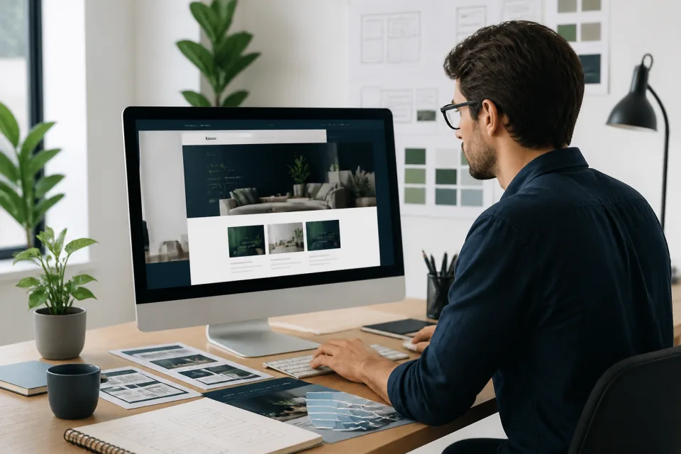 A web designer building a polished small-business website