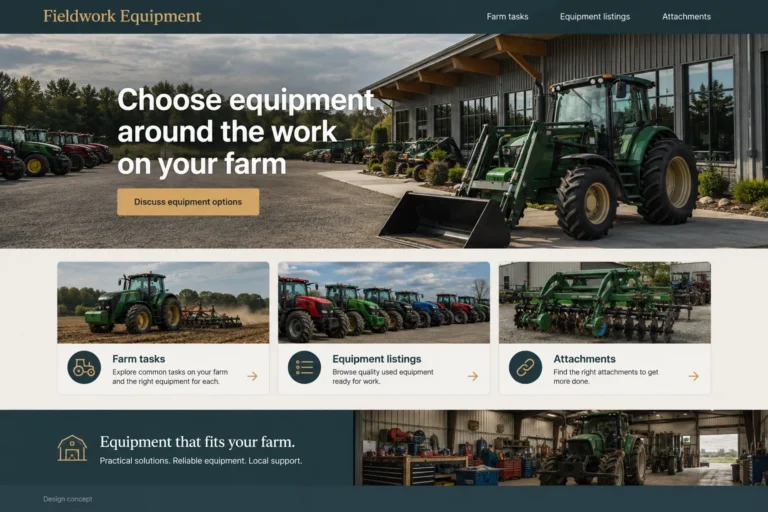 Illustrative Agricultural Equipment Dealers Website Design concept