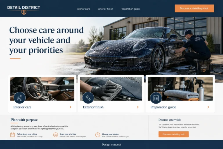 Illustrative Auto Detailing Website Design concept