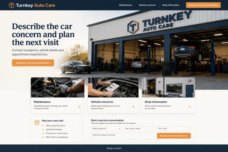 Illustrative auto repair website design
