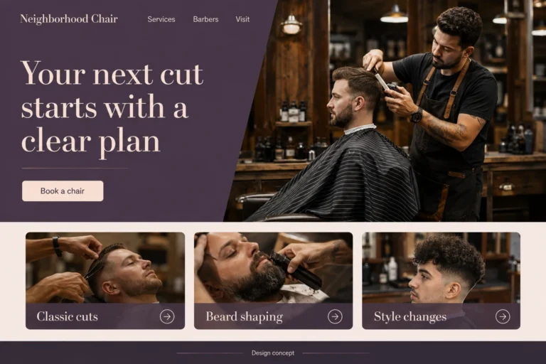 Illustrative Barbershop Web Design concept