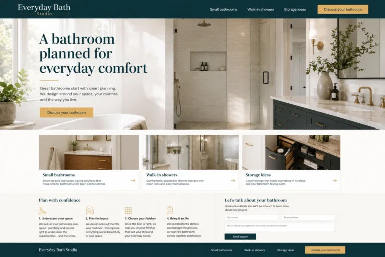 Illustrative Bathroom Remodeling Website Design concept