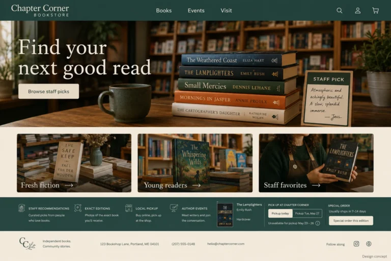 Illustrative Bookstore Web Design concept