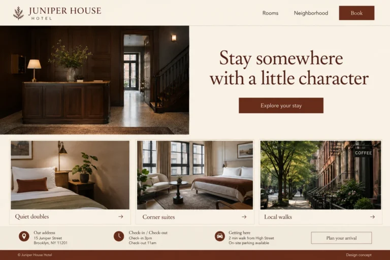 Illustrative Boutique Hotel Web Design concept