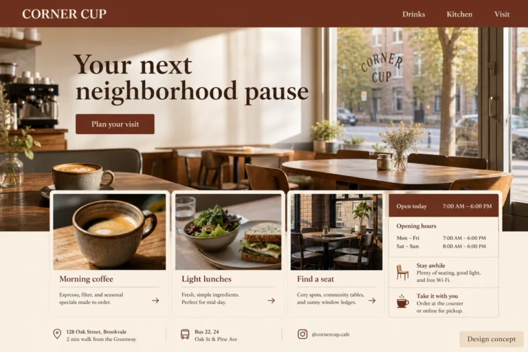 Illustrative Cafe Web Design concept