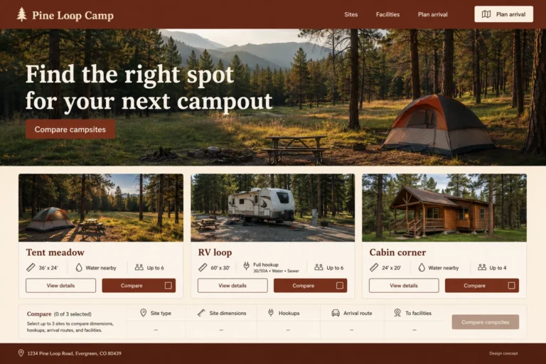 Illustrative Campground Web Design concept
