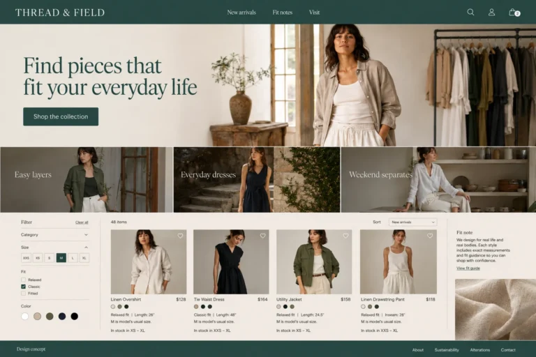 Illustrative local retailers website design