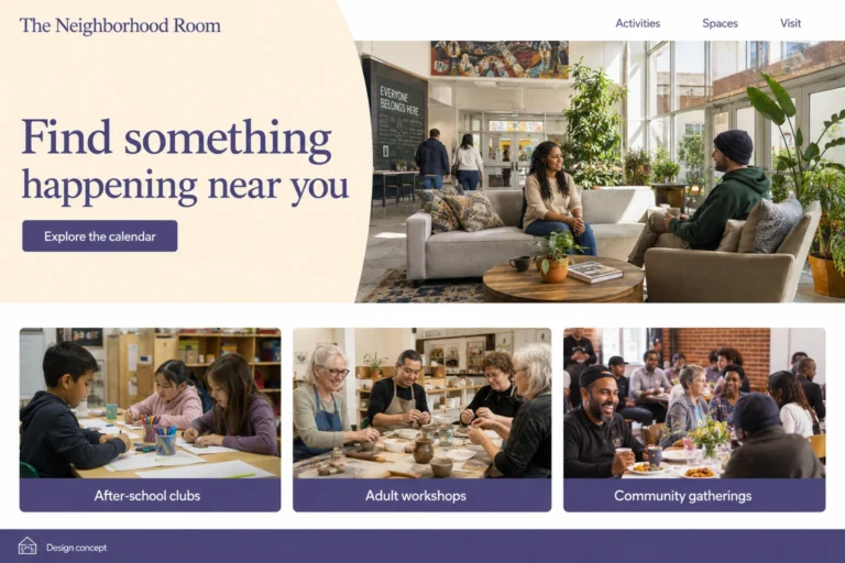 Illustrative Community Center Web Design concept