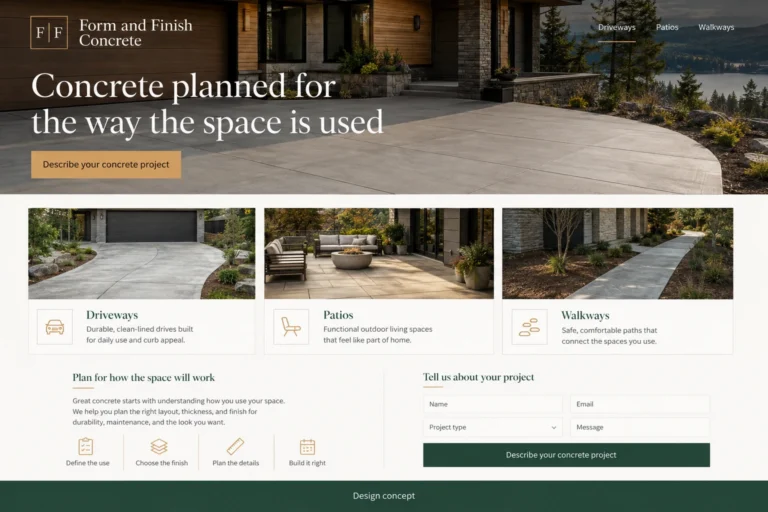 Illustrative Concrete Contractors Website Design concept