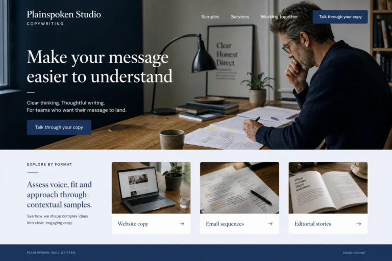 Illustrative Copywriter Web Design concept