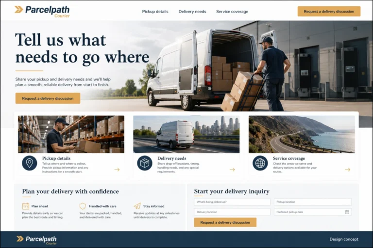 Illustrative Courier Services Website Design concept