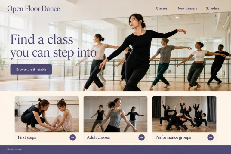 Illustrative Dance Studio Web Design concept