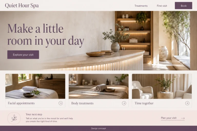 Illustrative Day Spa Web Design concept