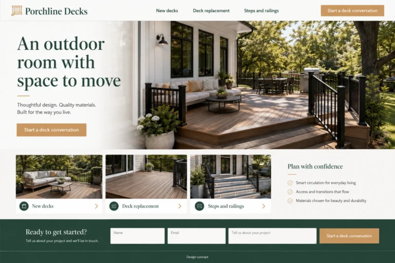 Illustrative Deck Builders Website Design concept