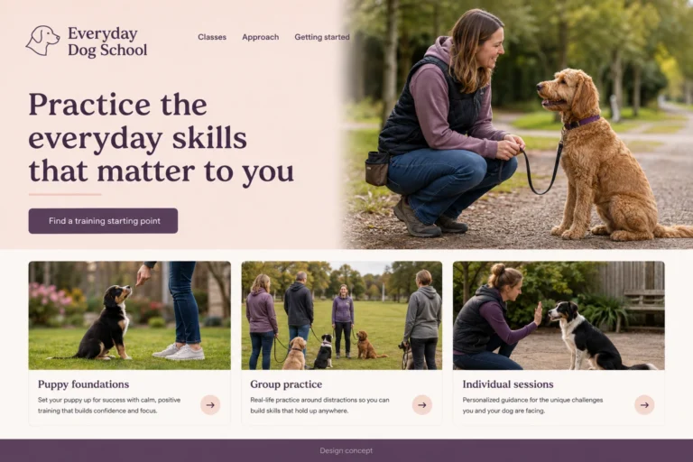 Illustrative Dog Trainer Web Design concept