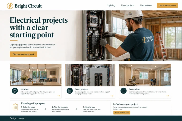 Illustrative Electrical Contractors Website Design concept