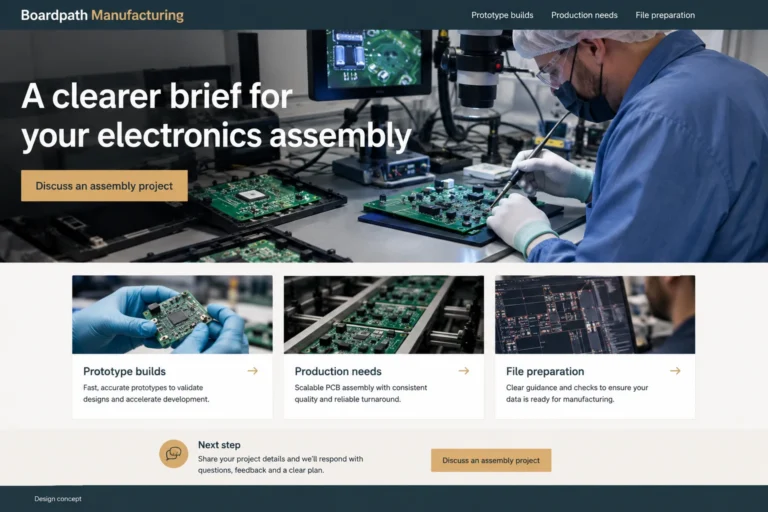 Illustrative Electronics Manufacturing Website Design concept