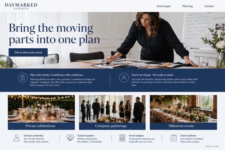 Illustrative Event Planner Web Design concept