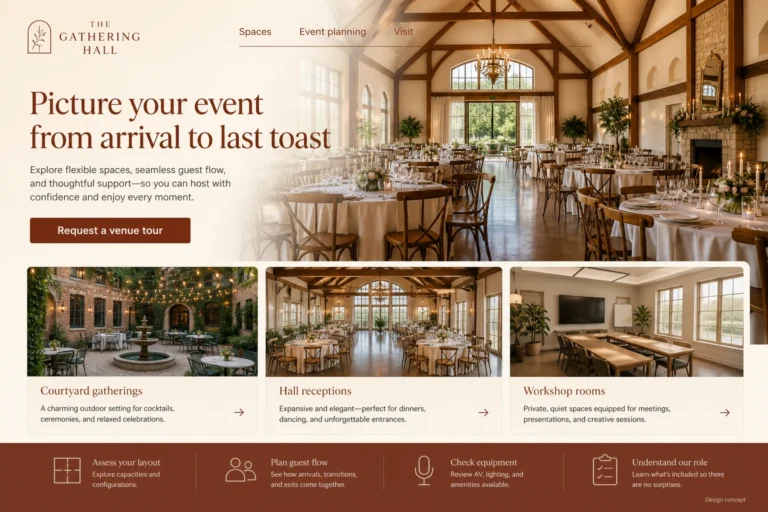 Illustrative Event Venue Web Design concept