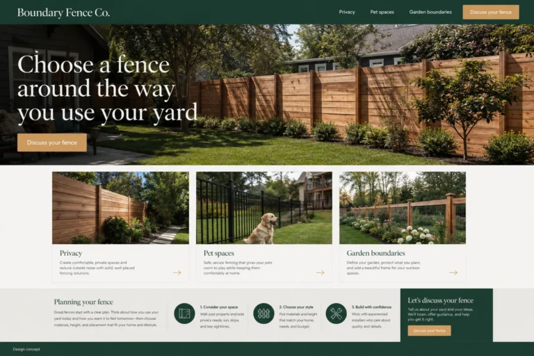 Illustrative Fence Installation Website Design concept