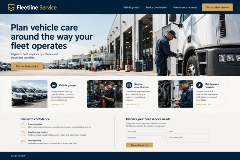 Illustrative Fleet Maintenance Website Design concept