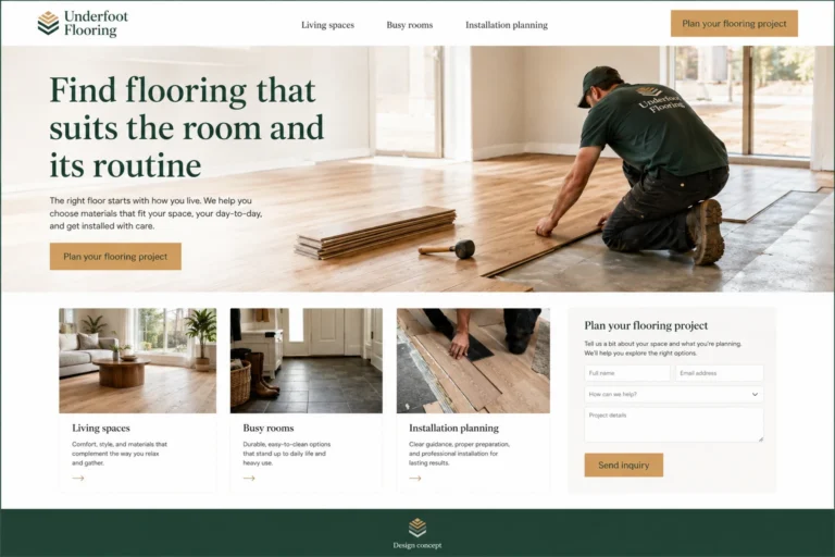 Illustrative Flooring Installation Website Design concept