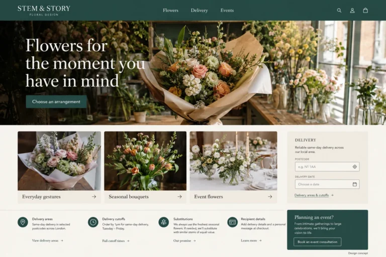 Illustrative Florist Web Design concept