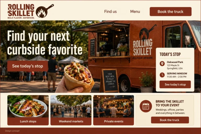 Illustrative Food Truck Web Design concept