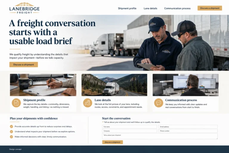 Illustrative Freight Brokers Website Design concept