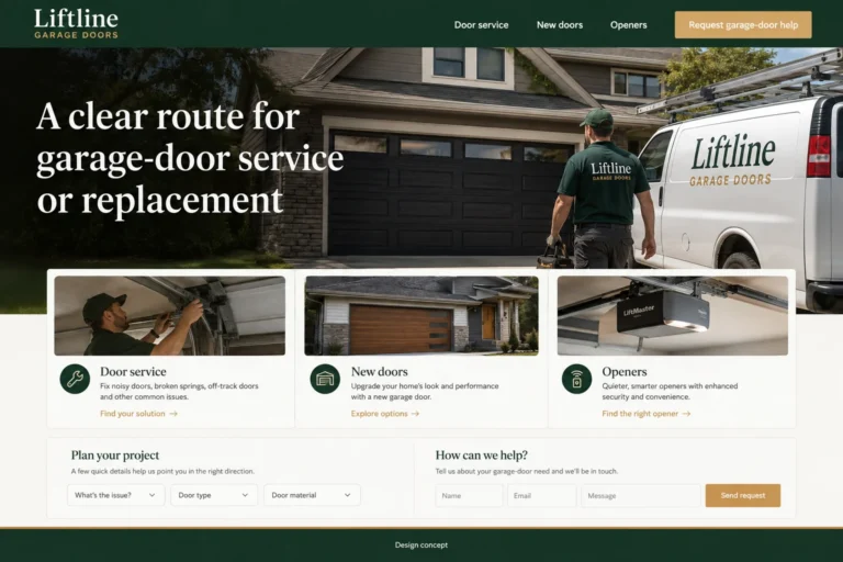 Illustrative Garage Door Services Website Design concept