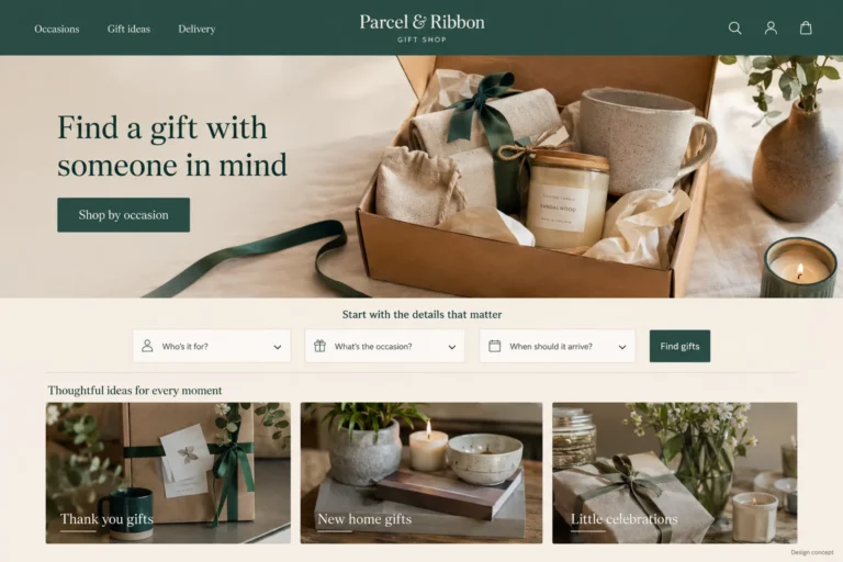 Illustrative Gift Shop Web Design concept