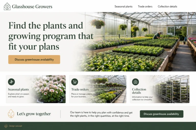 Illustrative Greenhouses Website Design concept