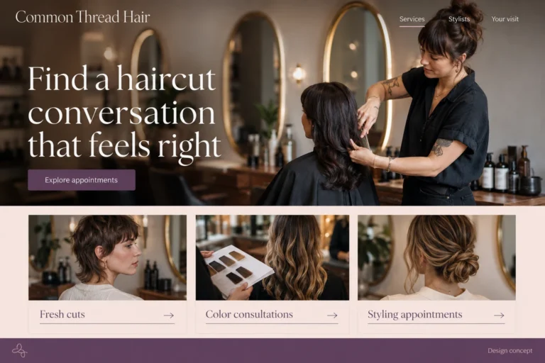 Illustrative hair salons website design