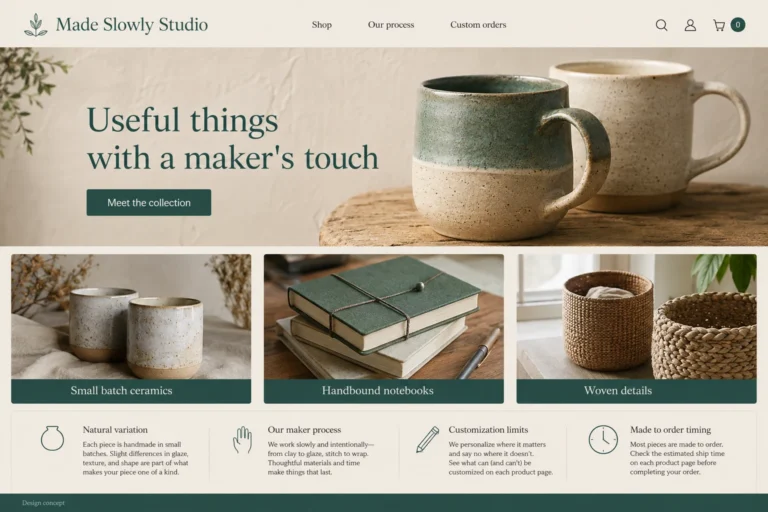 Illustrative Handmade Goods Seller Web Design concept