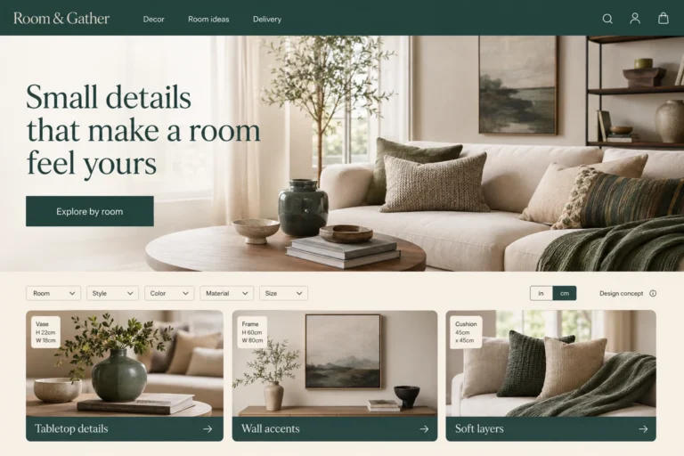 Illustrative Home Decor Store Web Design concept