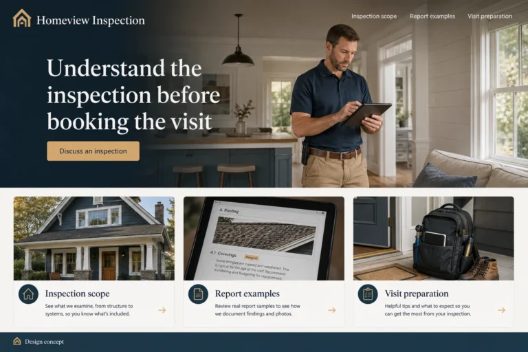 Illustrative Home Inspection Website Design concept