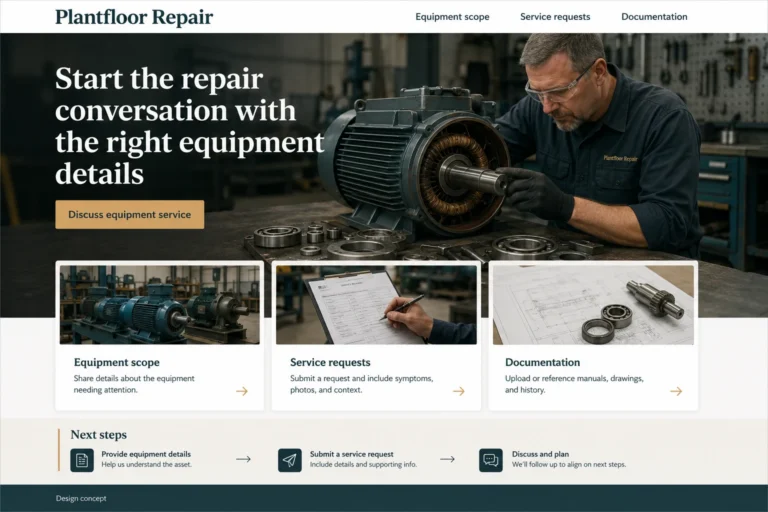 Illustrative Industrial Equipment Repair Website Design concept