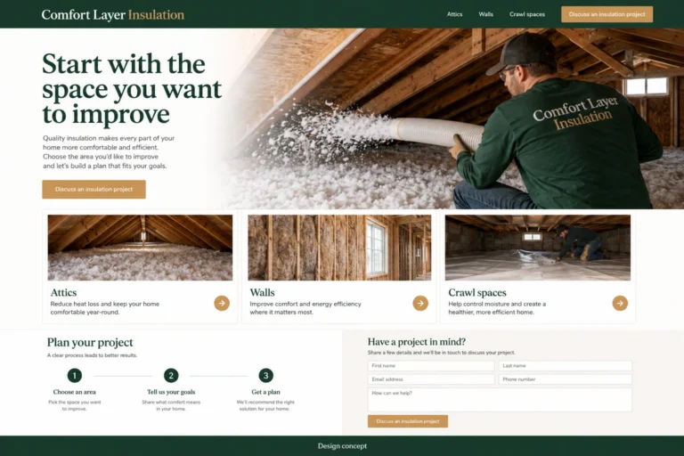 Illustrative Insulation Contractors Website Design concept