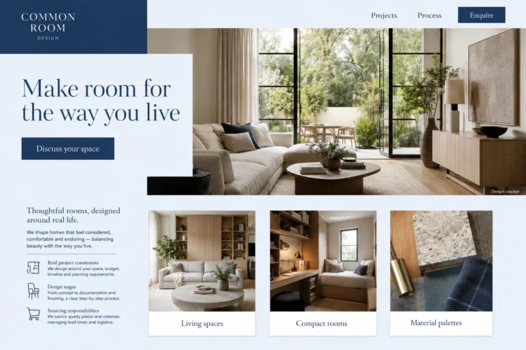Illustrative Interior Designer Web Design concept