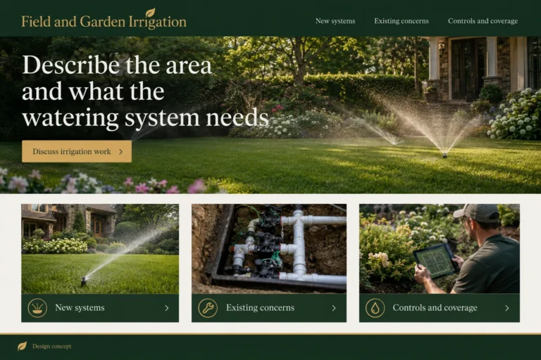 Illustrative Irrigation Services Website Design concept