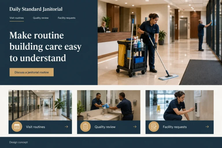 Illustrative Janitorial Services Website Design concept