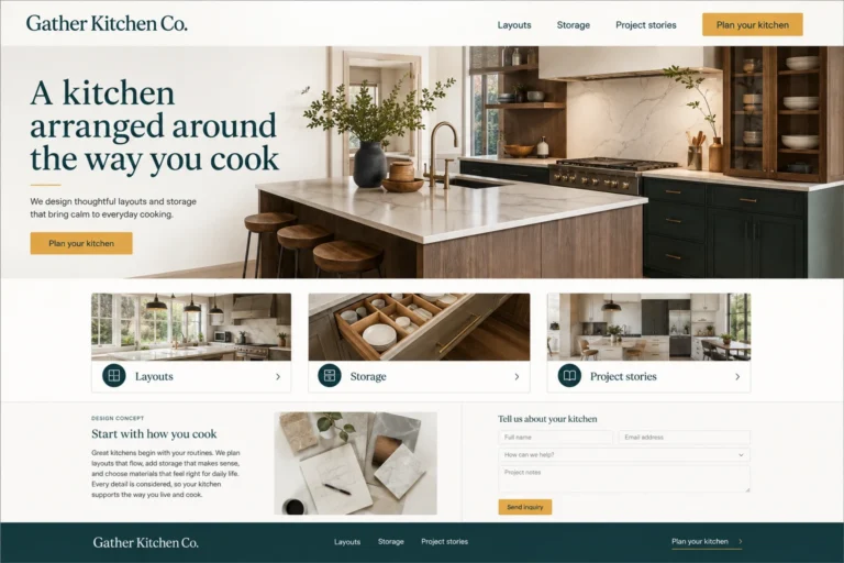 Illustrative Kitchen Remodeling Website Design concept