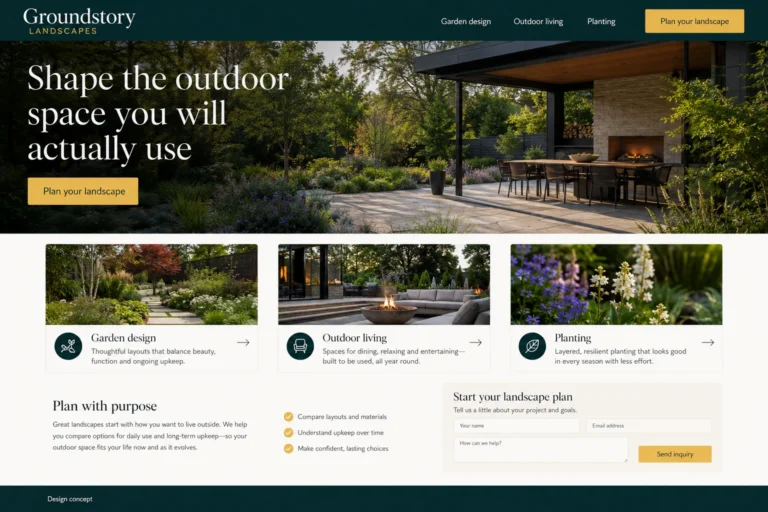 Illustrative Landscaping Website Design concept