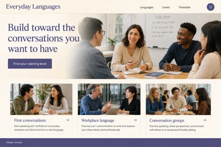 Illustrative Language School Web Design concept