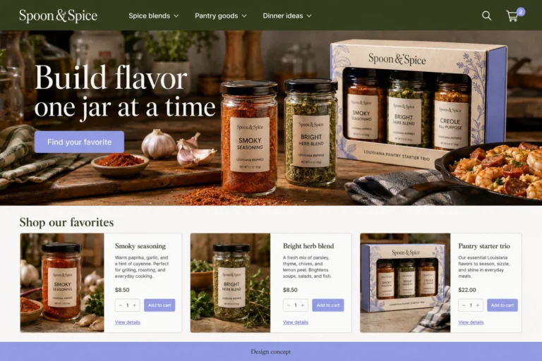 Illustrative Louisiana eCommerce Web Design (LA) concept