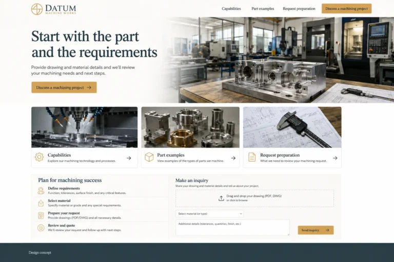 Illustrative Machine Shops Website Design concept