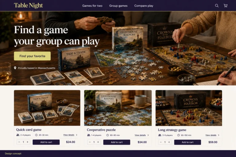 Illustrative Massachusetts eCommerce Web Design (MA) concept