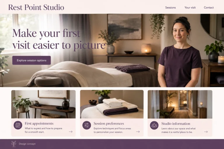 Illustrative Massage Studio Web Design concept
