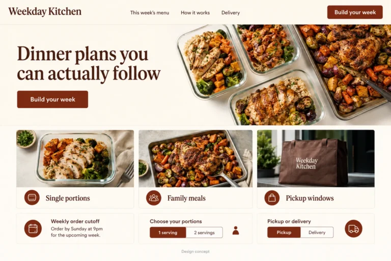 Illustrative Meal Prep Web Design concept