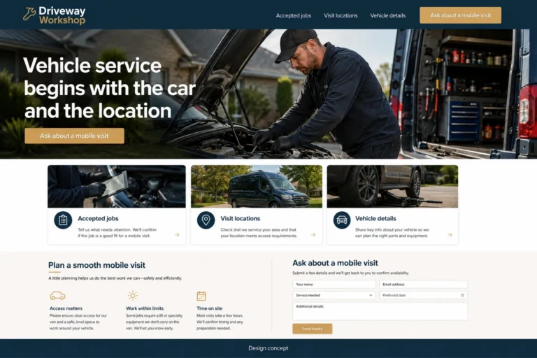 Illustrative Mobile Mechanics Website Design concept